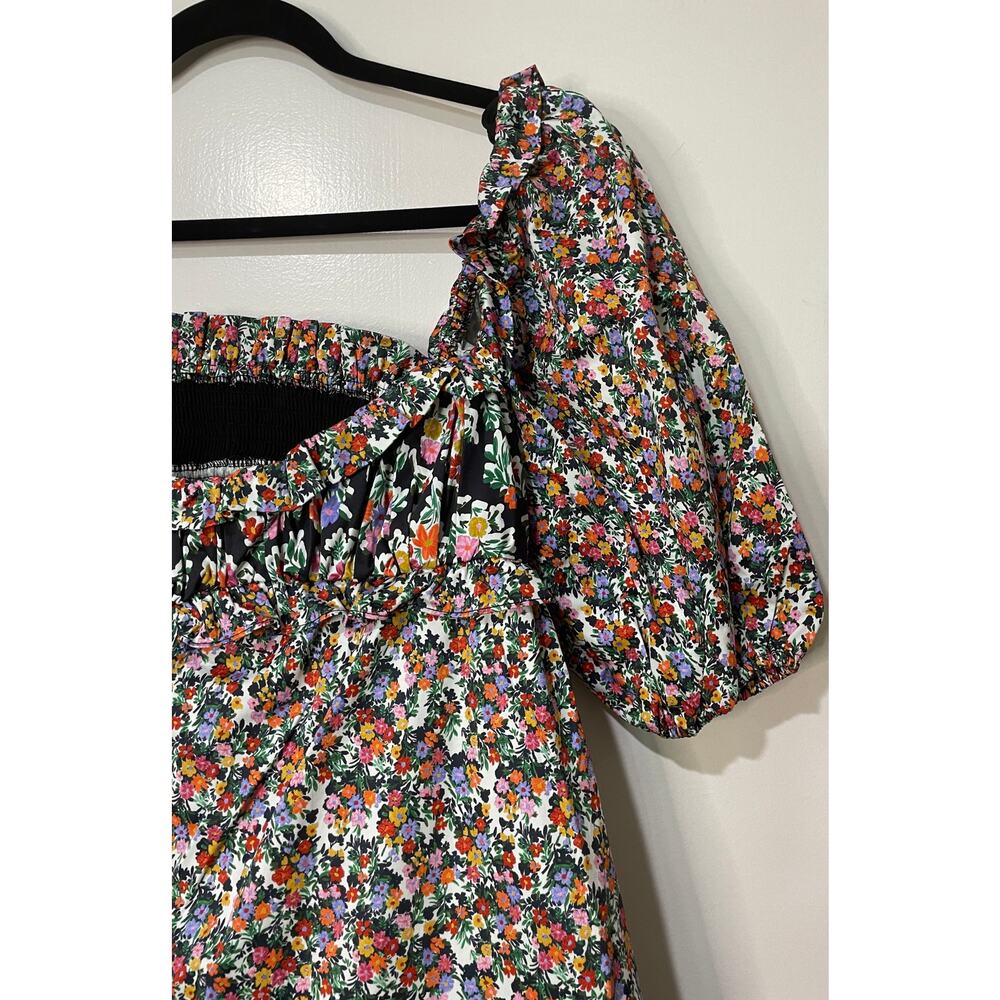 For Love & Lemons Hudson Mini Dress Black Floral Size Medium NWT Stretchy Back - Picture 4 of 15